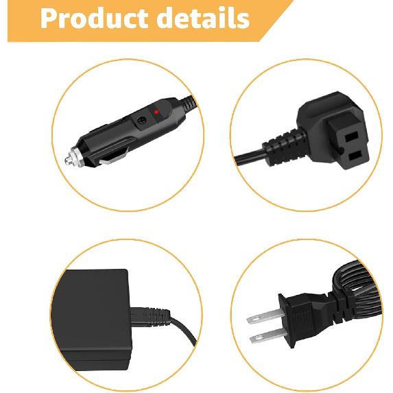 Power Cord Compatible With Alpicool, Bodega, Euhomy, BougeRV, ARB, ICECO, Setpower, JoyTutus, Cooler Power Cord For Most AC/DC Adapter Car