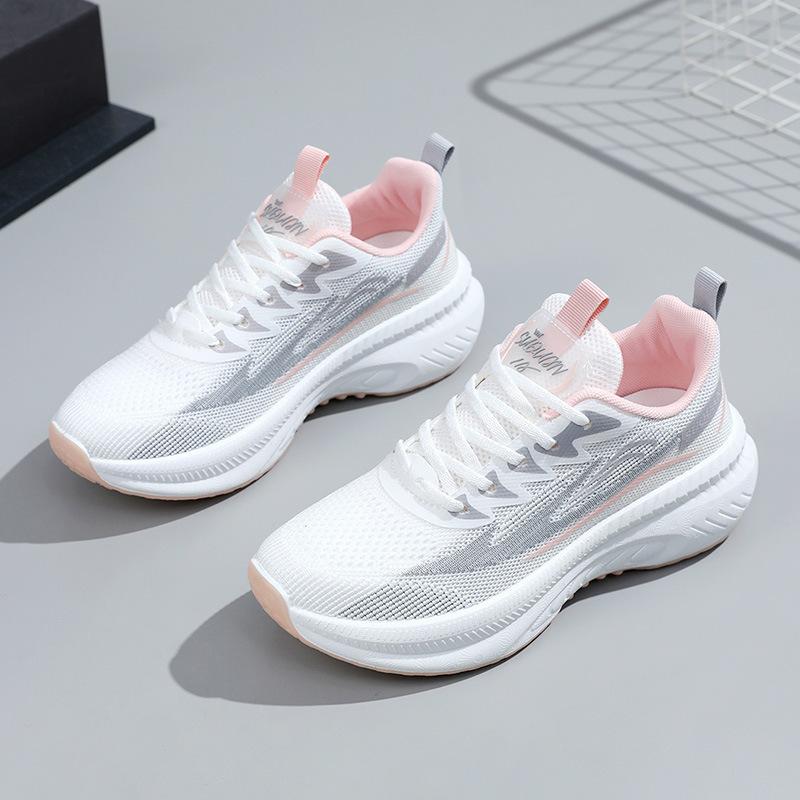 New Fly-woven Sports Shoes Platform-soled Fashionable Breathable Lightweight Women's Shoes Outdoor Casual Trendy Shoes Women