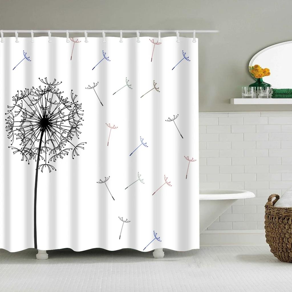 Rose Plum Blossom Flowers Print Waterproof Shower Curtain Washable Fabric Bath Curtain Home Bathroom Curtains With 12 Hooks