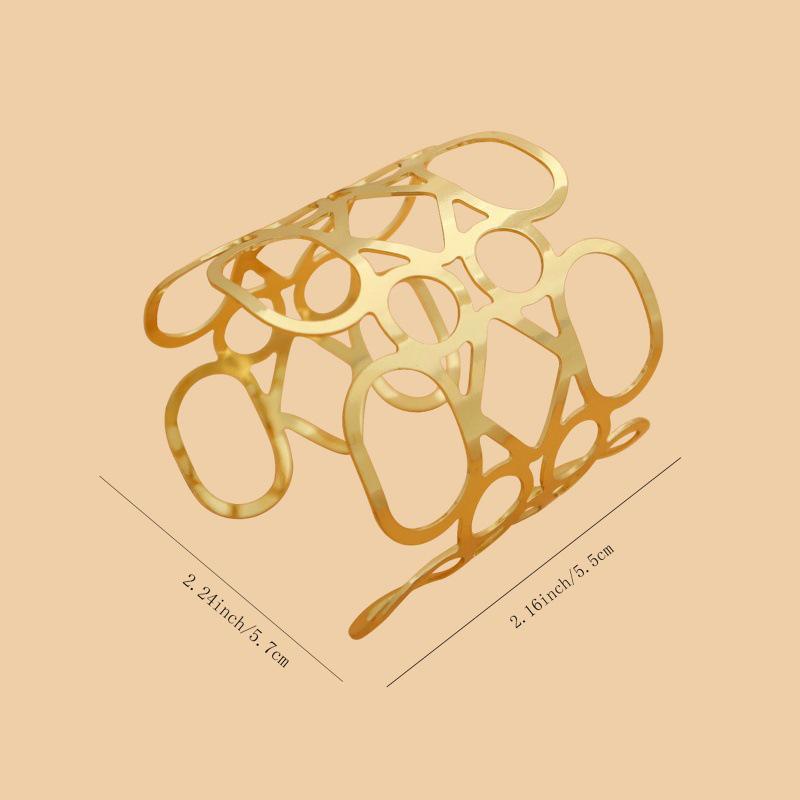 Women's European & American Fashion Metal Hollow-Out Exaggerated Elastic Bracelet Armlet