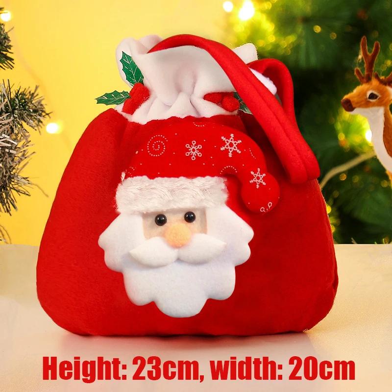 

Reusable Drawstring Gift Bags Christmas Santa Elk Snowman Goody Bags for Holiday Candy Party Favors Gift Wrapping 22x18cm