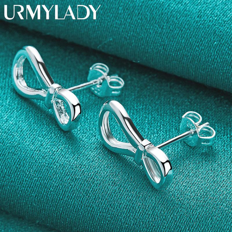 925 Sterling Silver Bowknot Earrings For Women Wedding Parties Fashion Jewelry
