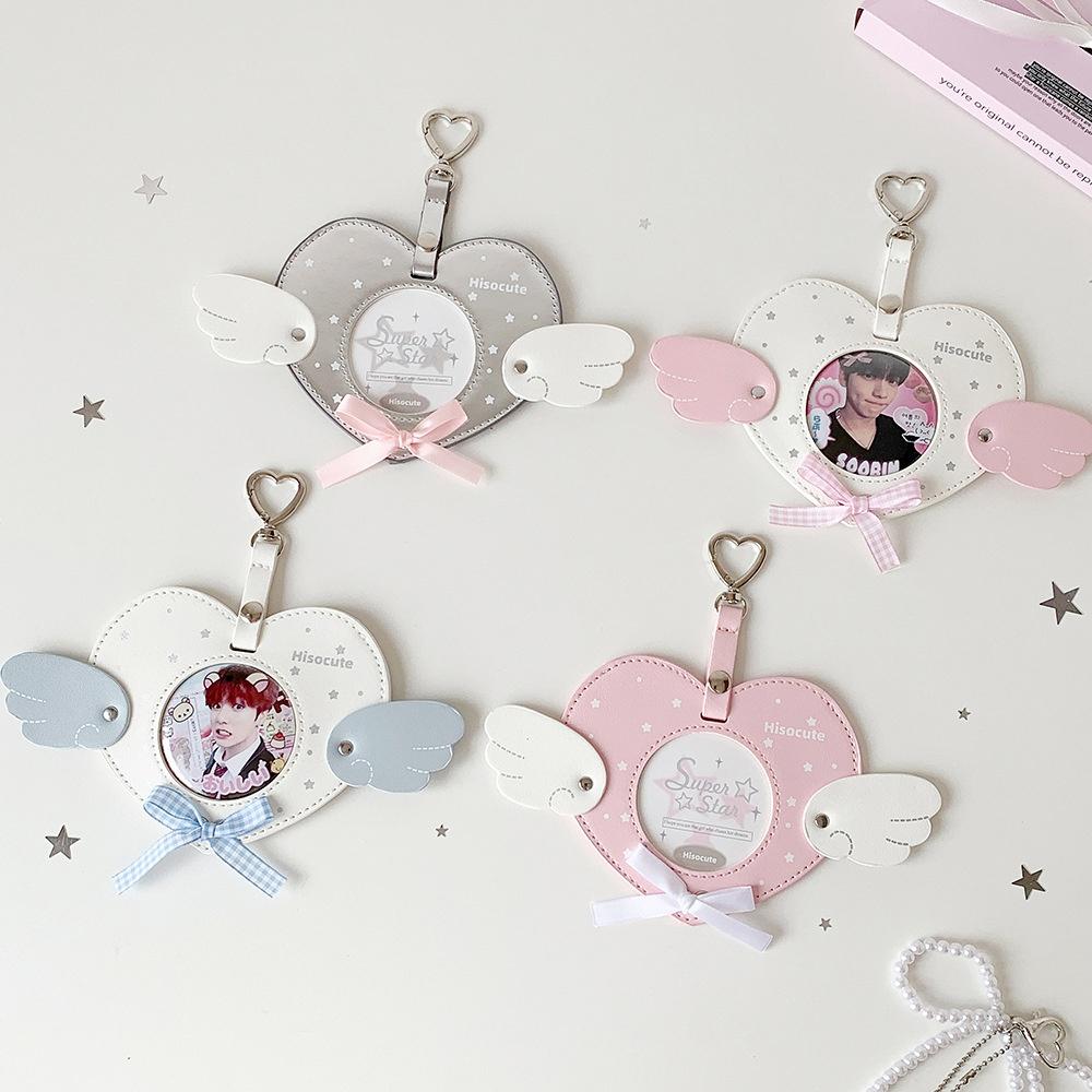 Pendant Keychain High-Quality Photocard Holder Badge Holder Unique Angel Wings Badge Holder For Animation Lovers Key Chain