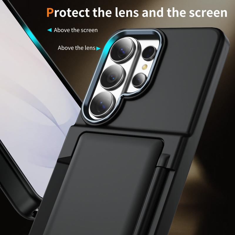 New Solid Color Frosted PC Wallet Card Holder Shockproof Phone Case For Samsung S26 Ultra S24 S23 S22 S25 Ultra Plus Back Cover