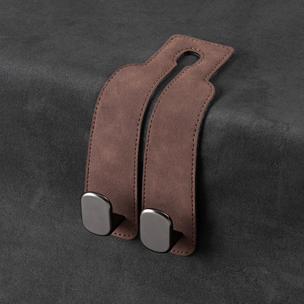 Universal Metal Car Seat Headrest Hook 2 in 1 Soft Leather Car Seat Back Hook for Purse Bag Backpack Double Hook Car Seat Hanger