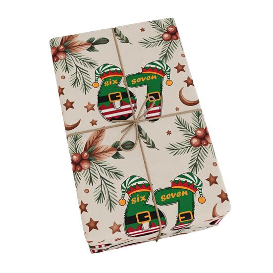 67 Meme Christmas Gift Wrap Funny Wrapping Paper for Kids Unique Brain Rot Holiday Gift Wrap Paper Roll for Birthday Xmas Present Wrapping