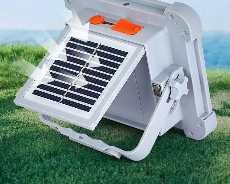 Waterproof Portable Solar Lantern with Detachable Battery Emergency Floodlight for Outdoor Camping