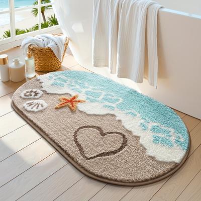 Sommer Welle Strand Teppich Badezimmer Saugfähige Matte Badewanne Fußmatte Leicht Zu Reinigen Wasserdichter Teppich Badezimmermatte Dekoration