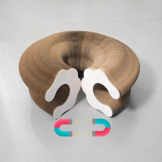 Accordion Cat Scratcher Transformable Cat Toy with Bell Ball Scratching Board Interactive Enrichment Toy for Indoor Cats Kittens