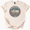 Massachusetts 1788 State Graphic T Shirt Lighthouse Harbor Sailboat Ocean Scene Nautical New England Graphic Tee Massachusetts Apparel Gift