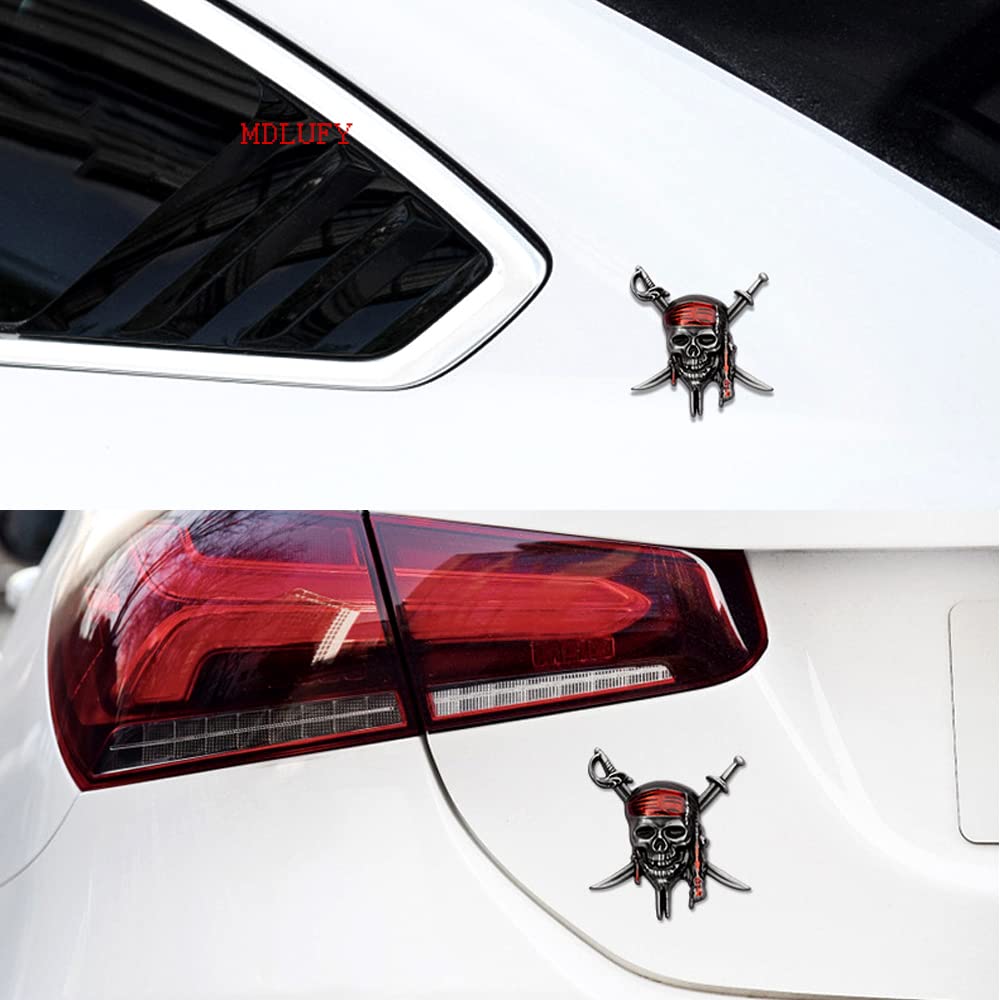 MDLUFY Autoaufkleber 3D Metall Emblem Fluch der Karibik Captain Jack Autoemblem