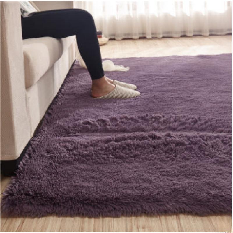 Solid Colour Fluffy Minimalist Style Indoor Carpet Bedroom Bedside Floor Mat Fluffy Plush Carpet Non-slip Floor Mat