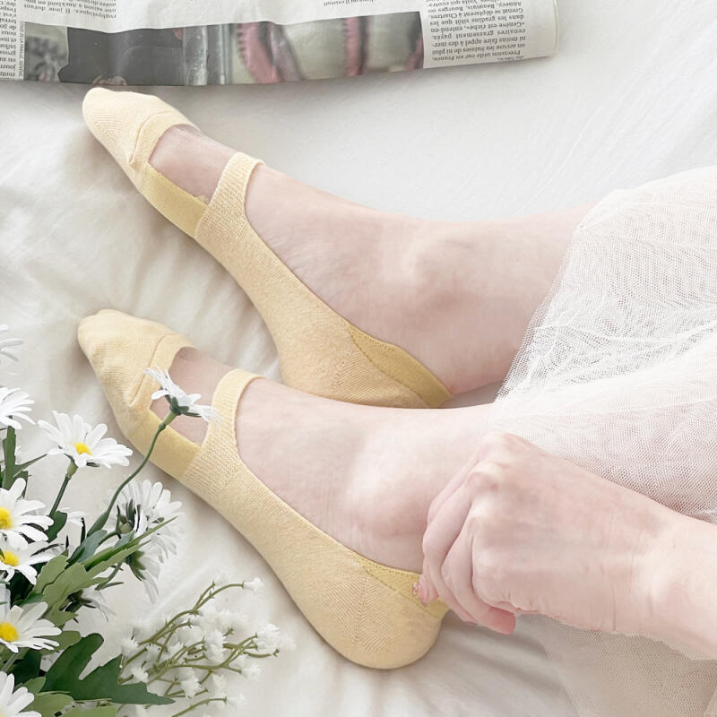 [8 Pairs] Women s Patented Double Lock See-Through Fake Socks 8 pairs (excluding out of stock)