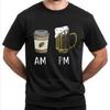 Funny Coffee And Beer Printed Cotton T-Shirt For Men Summer Graphic Tees Casual Comfort Fit Men