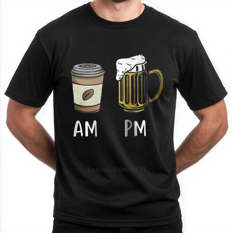 Funny Coffee And Beer Printed Cotton T-Shirt For Men Summer Graphic Tees Casual Comfort Fit Men