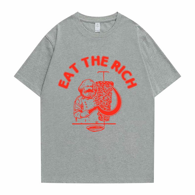 New Funny Men Women Casual Oversized Tshirt Eat The Rich Doner D%C3%B6ner Kebab Karl Marx Socialist Hasan Piker Graphic T-shirts
