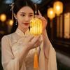 LED Bead Mid Autumn Lantern Sturdy Frame Glowing Holiday Lamp Printed Fabric Lantern  Culture Fans