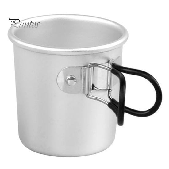 

150 мл чашка для воды для пикника, алюминиевый сплав, походная чайная кружка, термостойкая небьющаяся кружка для путешествий, посуда для напитков со складной ручкой чёрный