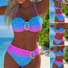 Ny Mode Bikini Delad Baddräkt Dam Hög Känsla för Europeisk och Amerikansk Stil Sexig Rörtopp Enfärgad Baddräkt