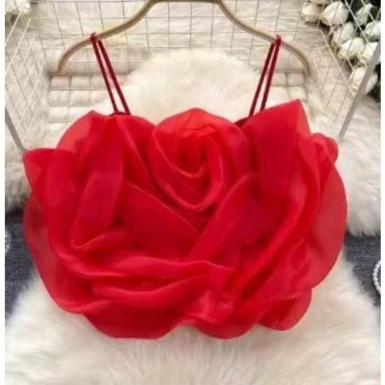 

GMXIA Женская мода Повседневная летняя однотонная принтованная безрукавка подтяжки блузки и рубашки One size красный