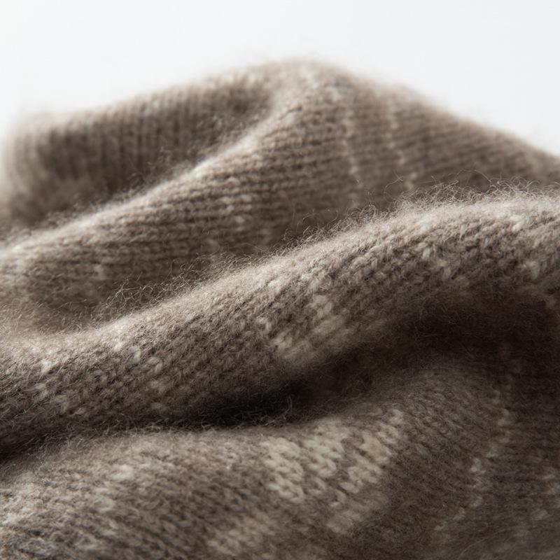 European and American New Cashmere Hat Bag Head Jacquard Ear Protection Hat Dome Warm Knitted Wool Hat