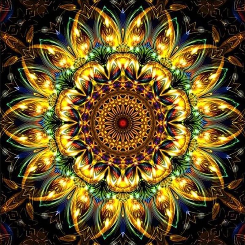 Full Round Drill Diamond Painting &quot;Religious Mandala&quot; DIY Picture of Rhinestone 5D Diamond Embroidery Cross Stitch Decor