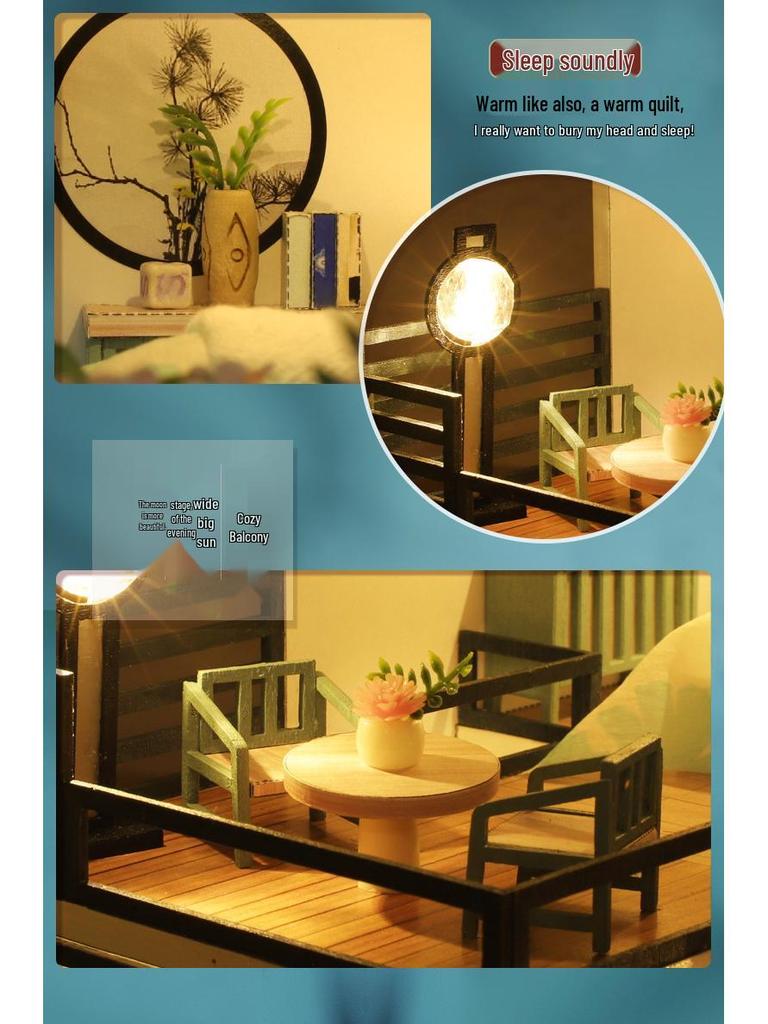 Jiate DIY Ink Lan Pavilion Creative Art House Model Toy Gift