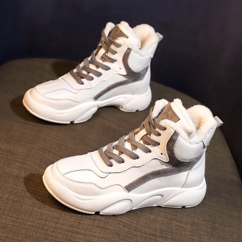 Women High-top White Sneakers Autumn 2024 New Female Casual Flats Winter Plush Warm Woman Fashion Platform Running Sports Shoes