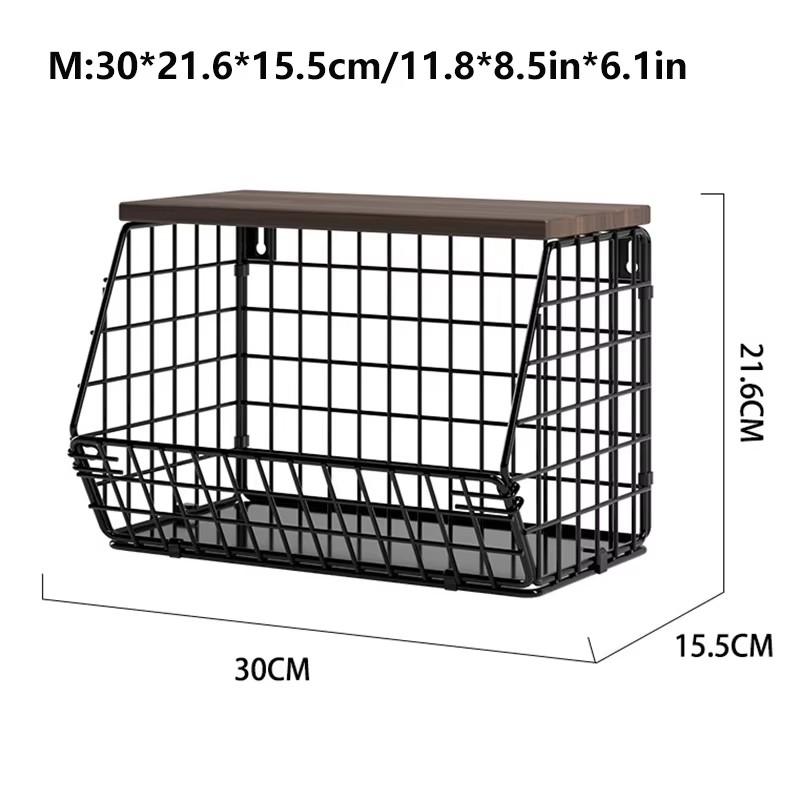 

Корзина для фруктов, проволочные корзины для хранения лука с деревянной крышкой, многофункциональная, штабелируемая, настенная, многоуровневая кухня Small Size