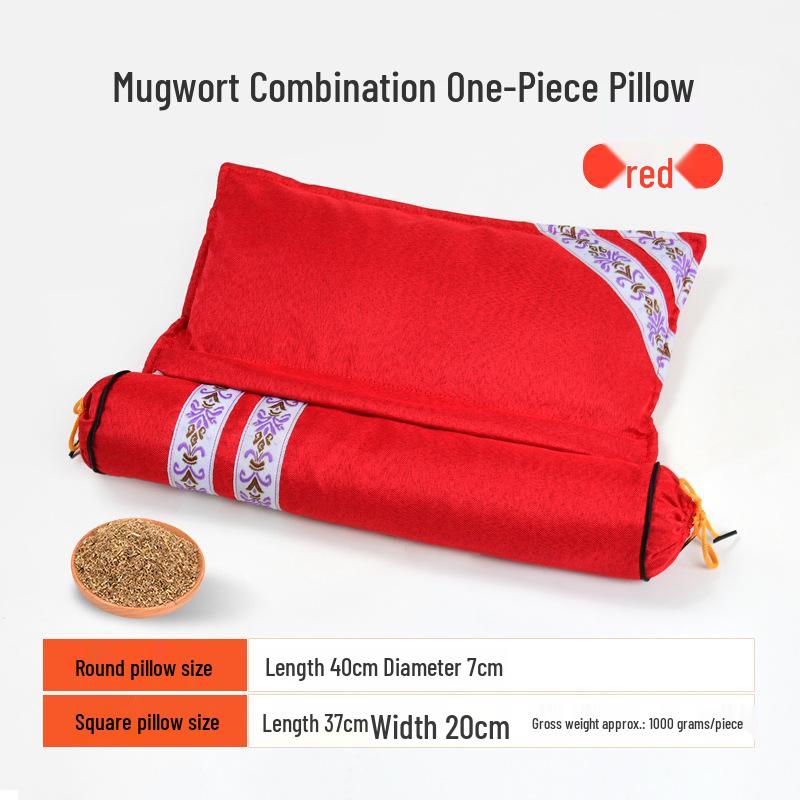 Mugwort Moxibustion Cervical Pillow with Detachable Cylindrical Design for Neck Support