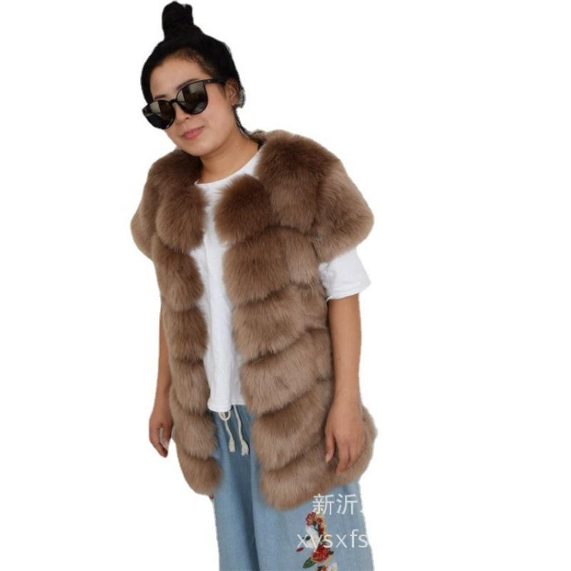 Autumn and Winter New Imitation Fox Fur Vest Women's Medium and Long Rotator Sleeve Repair Thermal Vest