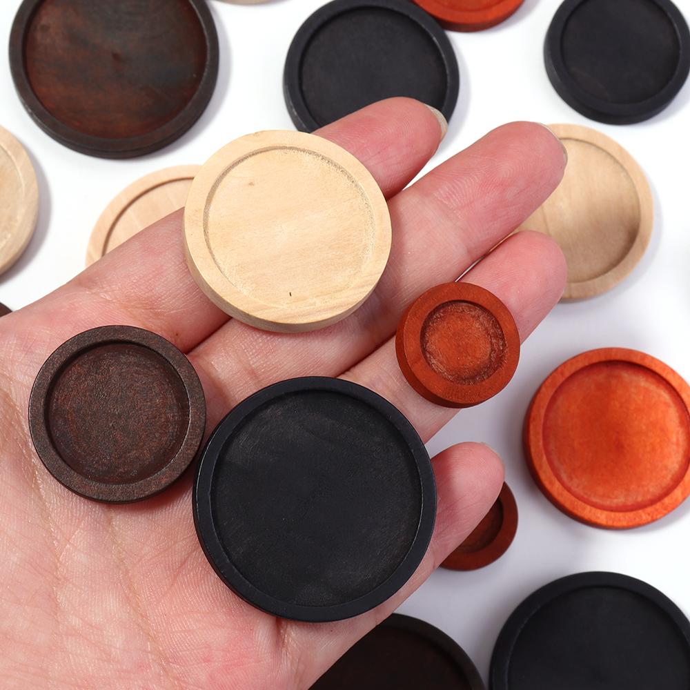 10pcs Wooden Cabochon Base Vintage Round Bezel Cameo Setting Blank Tray For Jewelry Making DIY Charms Necklace Pendants Supplies