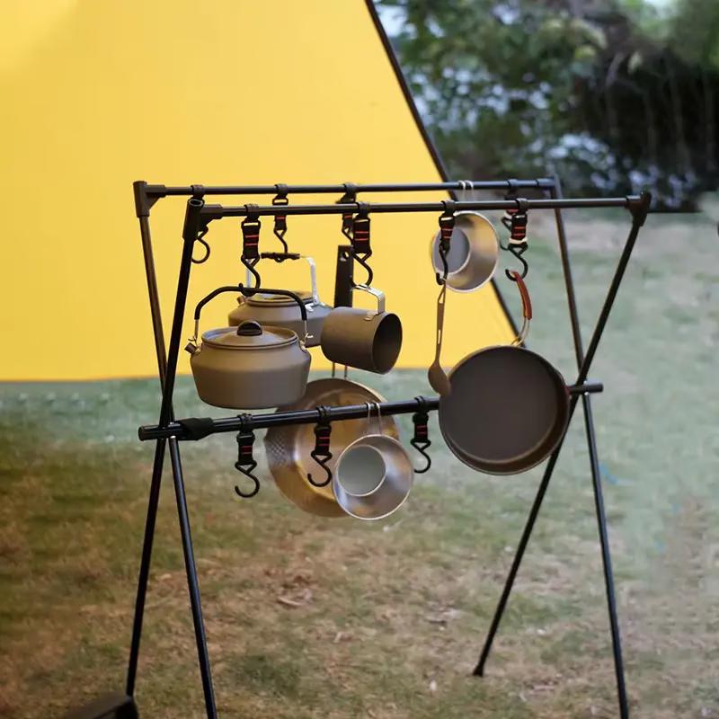 OEING Portable Double-Layer Folding Picnic & BBQ Storage Rack