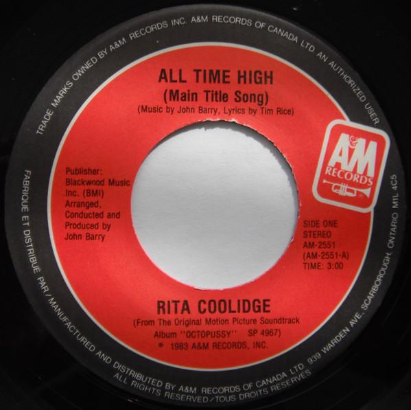 

7inch Record RITA COOLIDGE - All Time High AM2551 A&M Records 1983 Canada Pop Used
