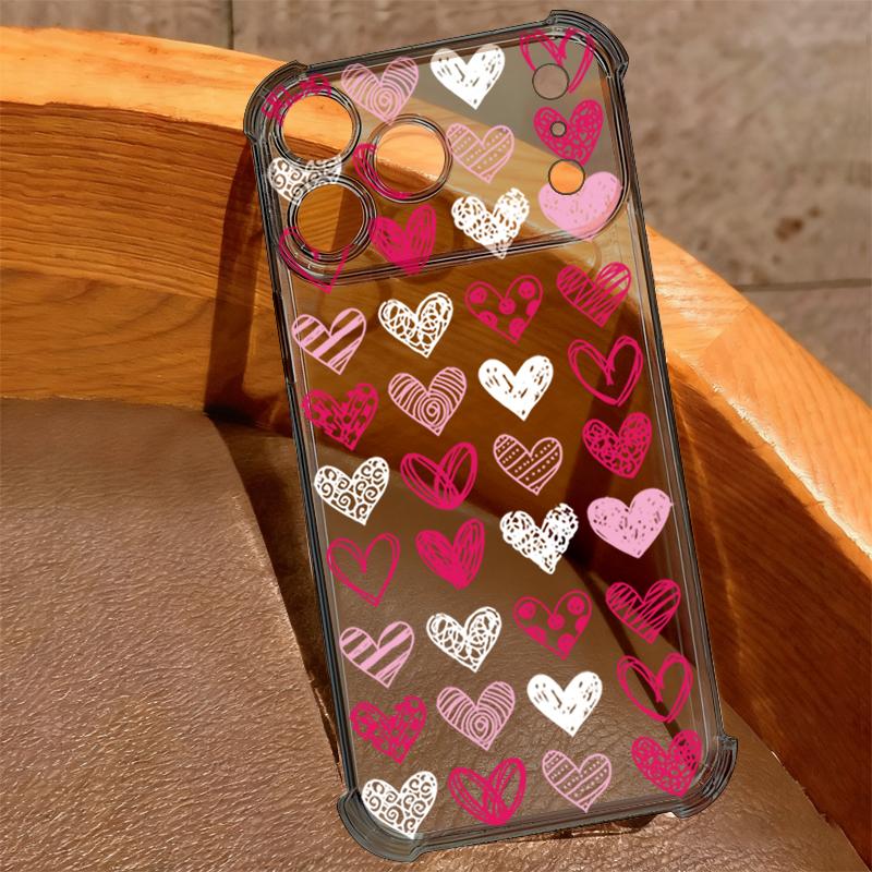 Love Heart Painted Print Silicone Phone Case For iPhone 17 Pro Max 16 15 14 Pro Max 13 12 Pro 11 Shockproof Soft TPU Clear Cover