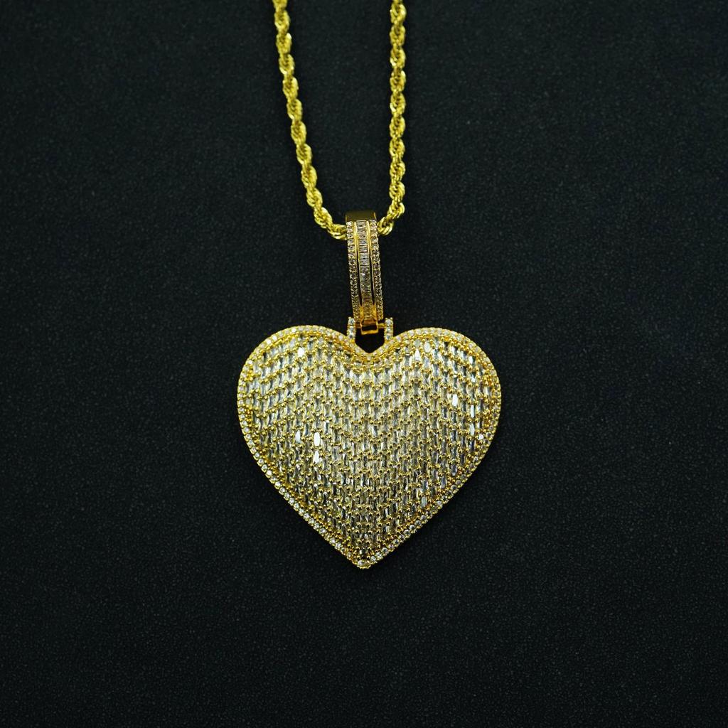 Hip Hop New Product T-Square Love Pendant European and American Street Trend Zircon Pendant Accessories Necklace