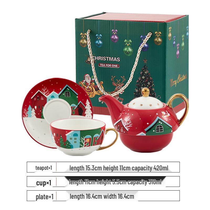 Christmas Gold-Plated Ceramic Tea Set: Special Edition Cup & Saucer Gift