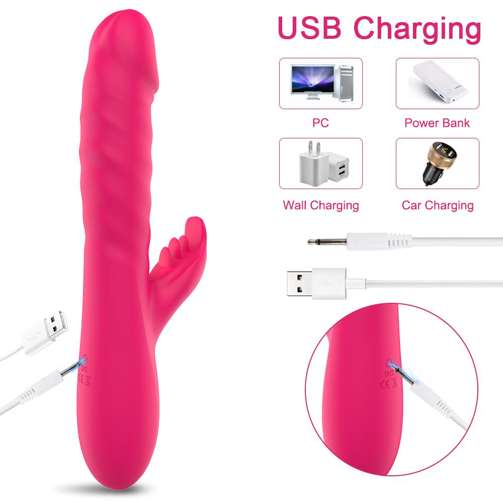 G Spot Vibrator for Women Sex Toy Vagina Clitoral Massager Powerful Vibration Telescopic Rotation Vibrator Licking Machine