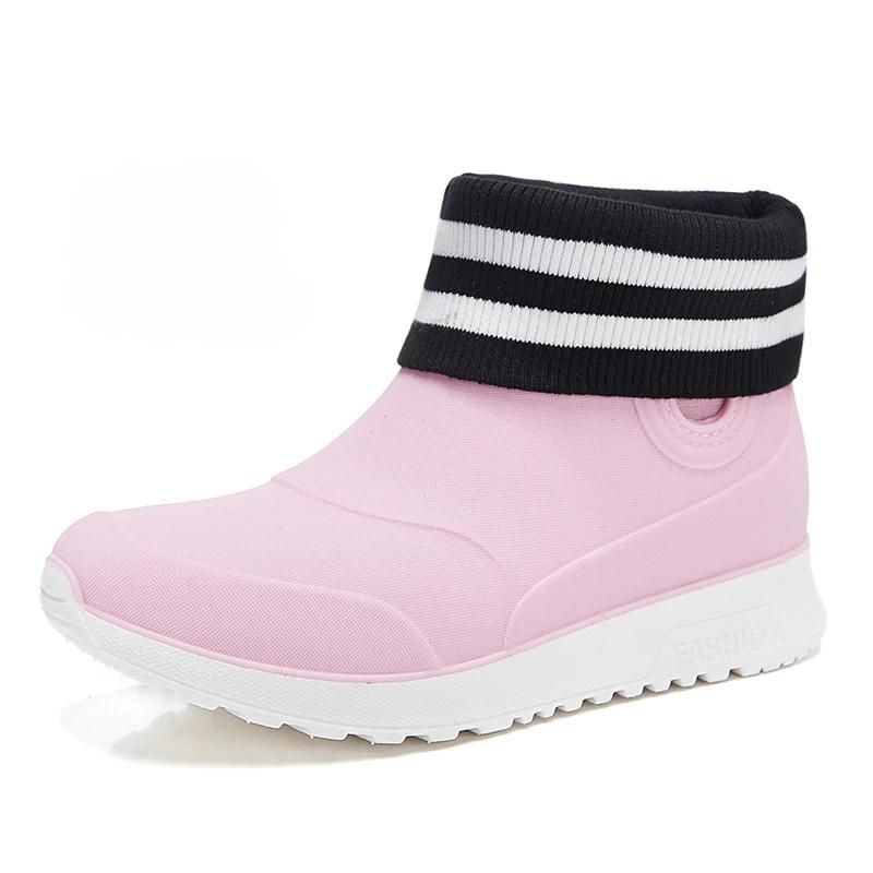 Fashion Rain Shoes for Women Rubber Boots Platform Ankle Boots 2025 Autumn Winter Slip on Women Booties Work Shoes Botines Mujer