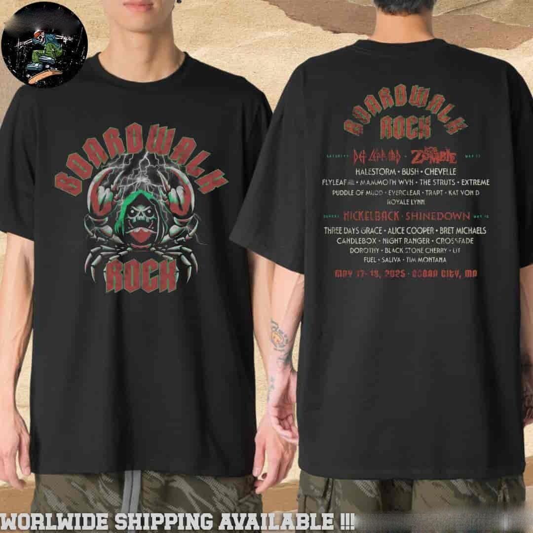 NEW! Boardwalk Rock Festival 2026 wt Rob Zombie On May 17-18 Merch Unisex Shirt L