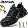 Rotary Button Breathable Work Shoes Steel Toe Work Boots Comfortable Anti-Puncture Work Sneakers Anti-Drop Safety Shoes For Men