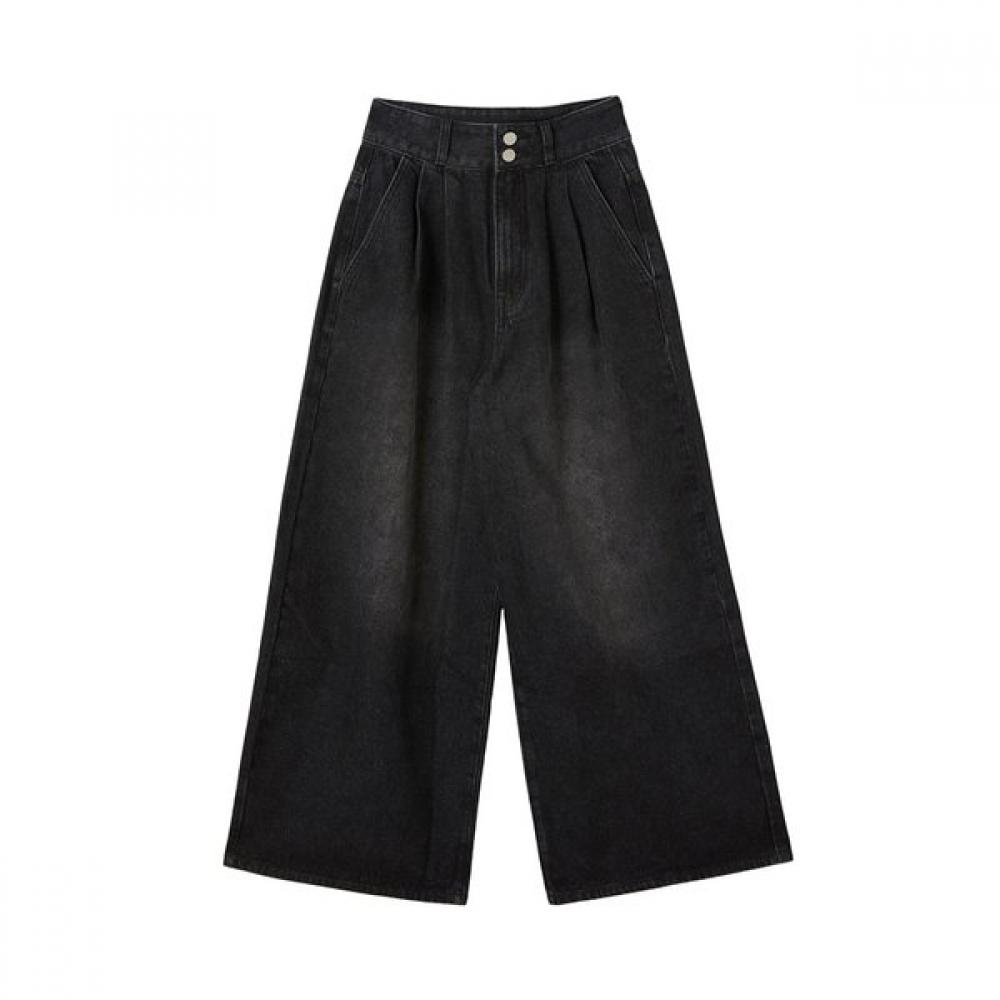

Washed High Waist Tuck Wide Pants As1dp270 LI (light indigo)/S