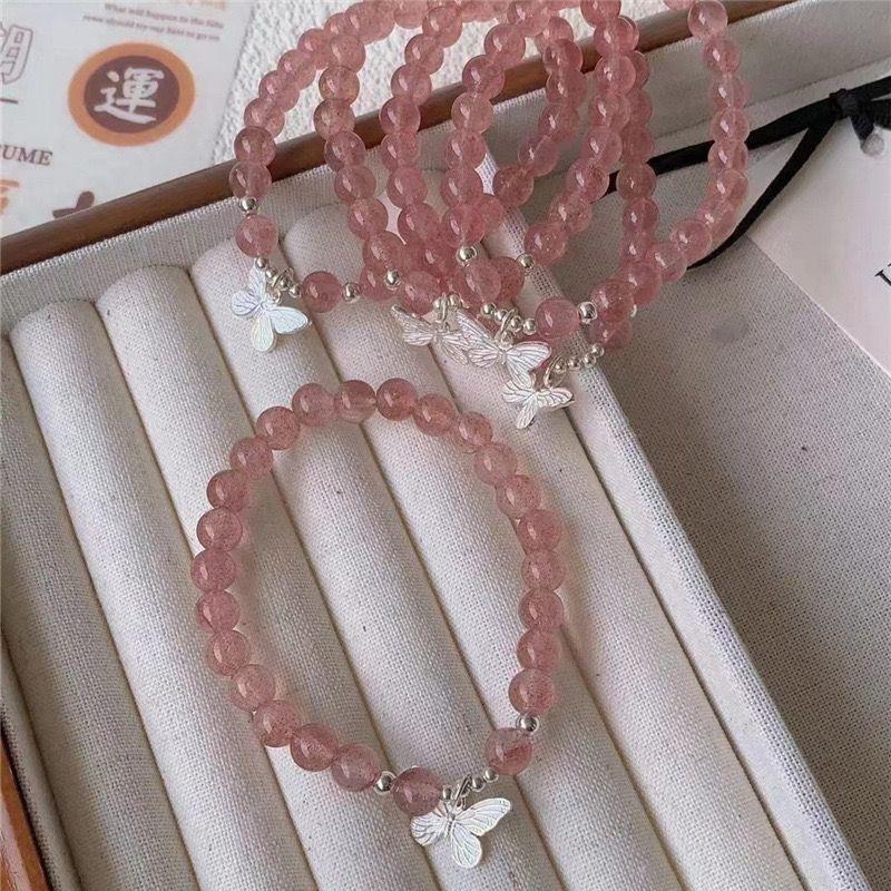 4-piece set of berry bobo small fresh butterfly bracelet women's trick peach blossom bracelet girlfriends jewelry design sense versatile bracelet