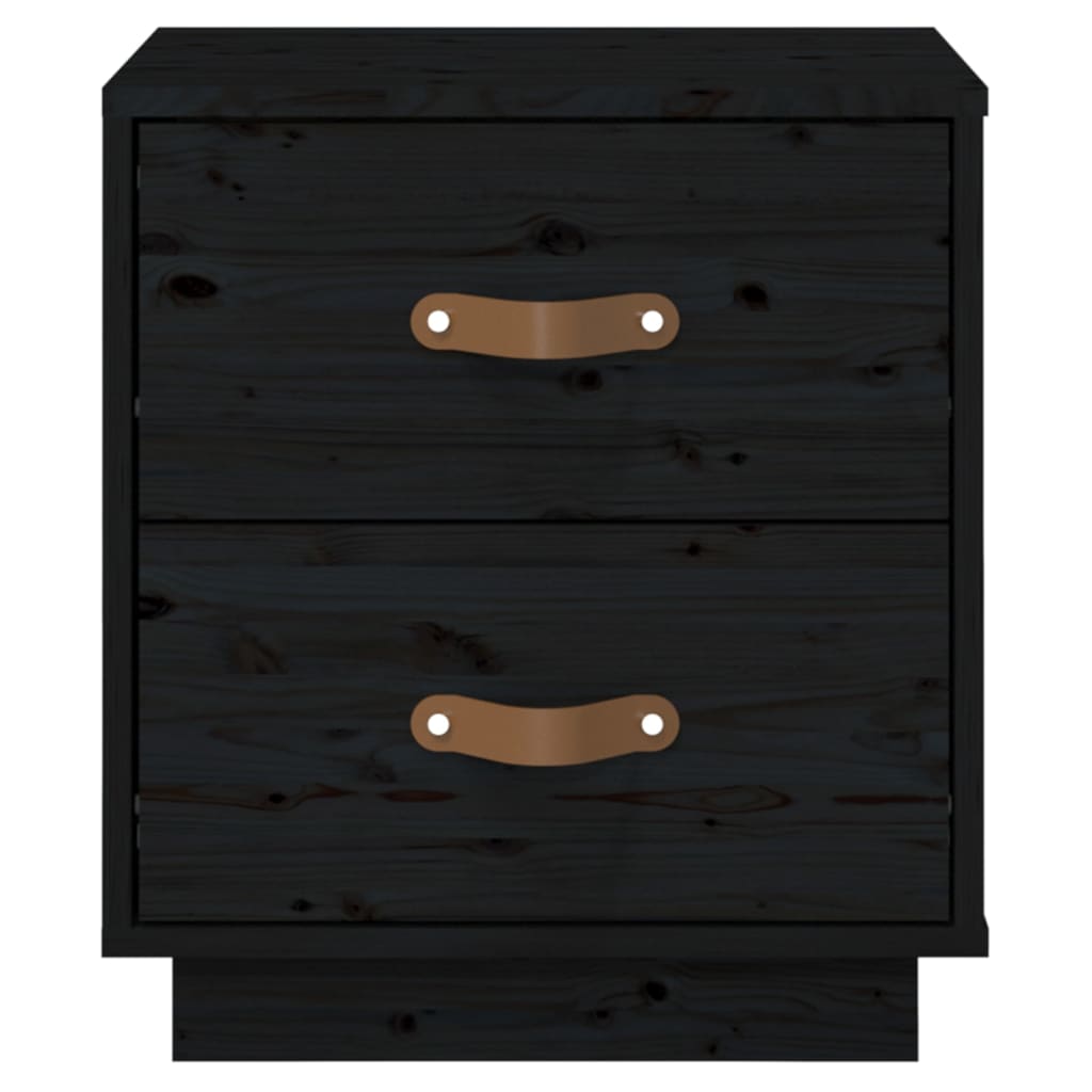 Vidaxl Szafki Nocne, 2 Szt., Czarne, 40X34X45 Cm, Lite Drewno Sosnowe
