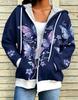 Women's Casual Color Block Hoodie Drawstring Zipper Jacket Streetwear Style with Pockets