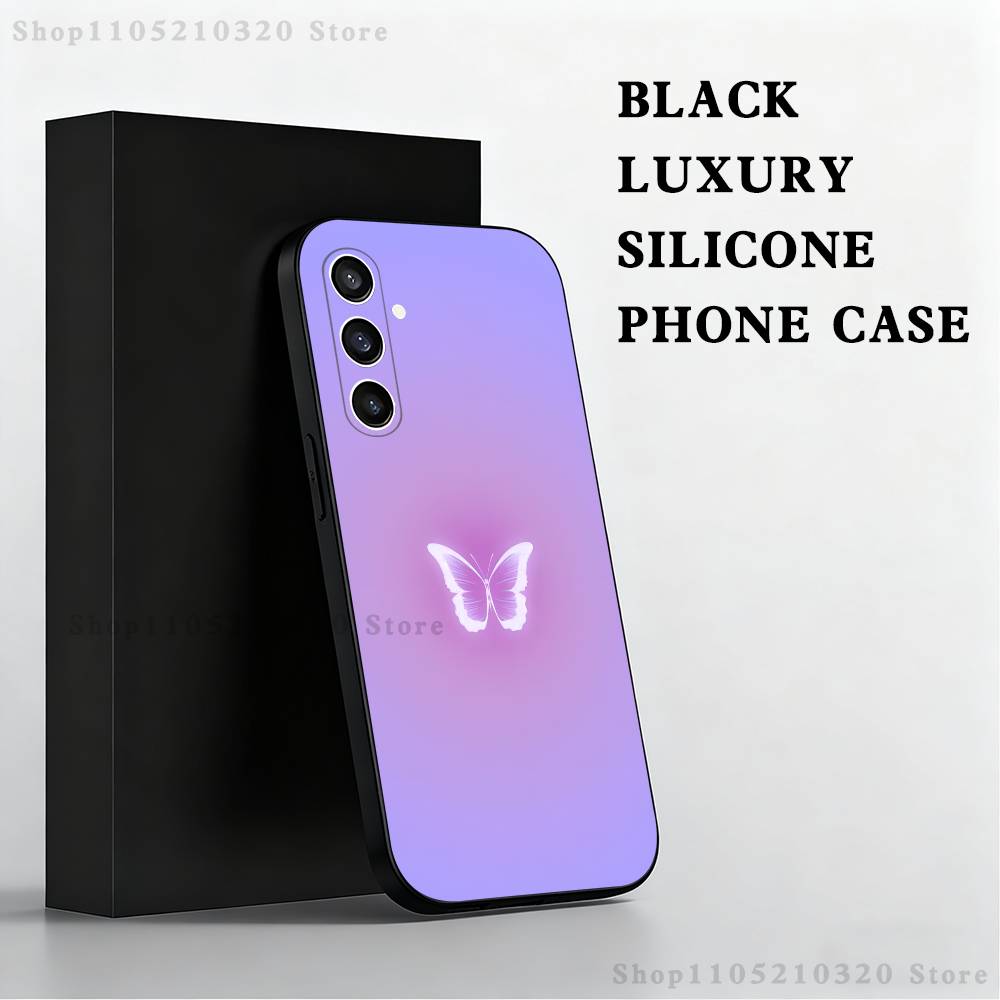 butterfly pattern Phone Case For Samsung S 25,24,23,22,30,21,10,9,Ultra,Plus,Lite,FE,4,5 G Black Soft Case