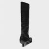 Women's Black Crocodile Embossed Knee High Boots Pointed Toe Kitten Heel Patent Leather Finish Stylish Party Daily Wear Footwear