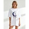 Black Oversized T Shirt With Moon And Star Galaxy Print For Casual Wear