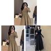 French Style Knit Spliced Long Dress With Hood For Elegant Autumn Women