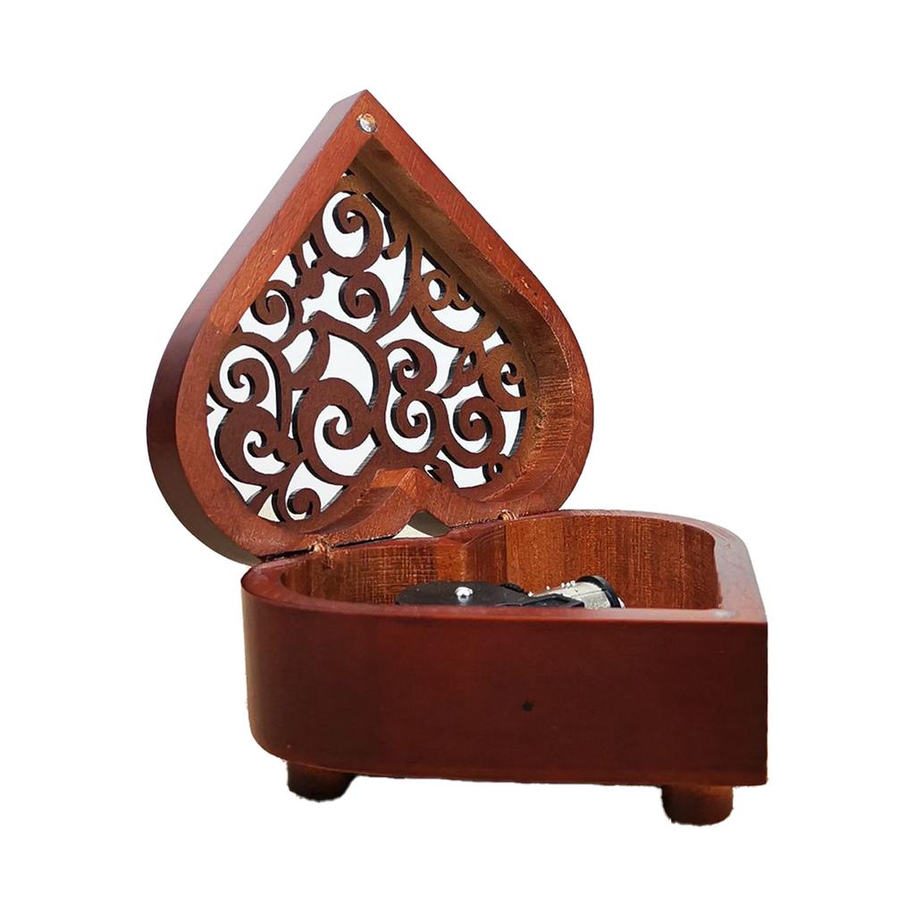 2025 New Diy Hand Made Retro Heart-shaped Wind Up Music Box Wooden Music Box Sky City Canon Music Box Creative Birthday Gift